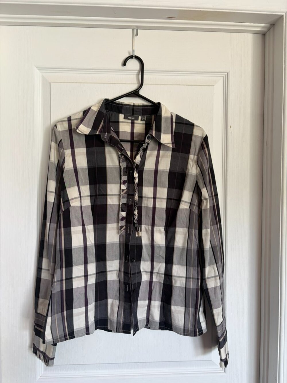 MEXX Plaid Button-Up purples blouse size 40